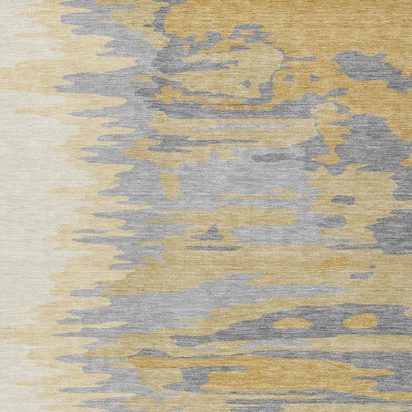 Homeroots 3' Stylish Abstract Beige Brown Gray Washable Indoor Outdoor Area Rug For Versatile Spaces 8' X 10' Polyester 601209