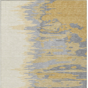 Homeroots 3' Stylish Abstract Beige Brown Gray Washable Indoor Outdoor Area Rug For Versatile Spaces 10' X 14' Polyester 601211