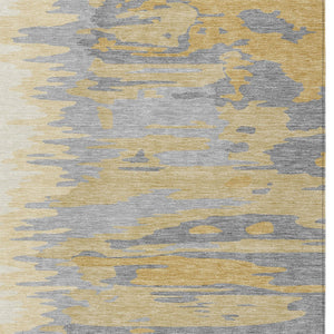 Homeroots 3' Stylish Abstract Beige Brown Gray Washable Indoor Outdoor Area Rug For Versatile Spaces 10' X 14' Polyester 601211