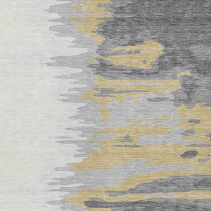 Homeroots 3' Stylish Abstract Beige Brown Gray Washable Indoor Outdoor Area Rug For Versatile Spaces 3' X 5' Polyester 601212
