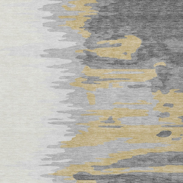 Homeroots 3' Stylish Abstract Beige Brown Gray Washable Indoor Outdoor Area Rug For Versatile Spaces 3' X 5' Polyester 601212