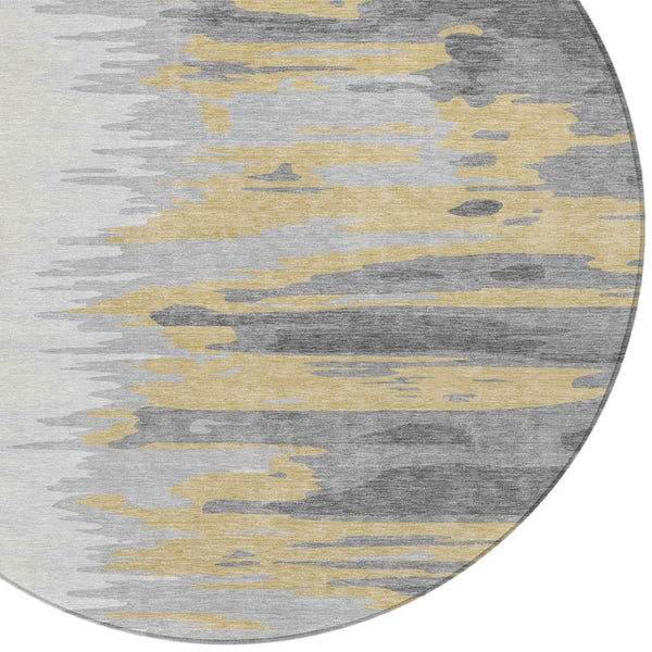 Homeroots 3' Stylish Abstract Beige Brown Gray Washable Indoor Outdoor Area Rug For Versatile Spaces 8' Round Polyester 601214