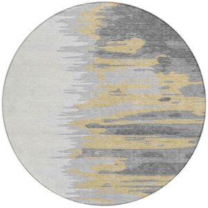 Homeroots 3' Stylish Abstract Beige Brown Gray Washable Indoor Outdoor Area Rug For Versatile Spaces 8' Round Polyester 601214