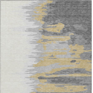 Homeroots 3' Stylish Abstract Beige Brown Gray Washable Indoor Outdoor Area Rug For Versatile Spaces 9' X 12' Polyester 601216