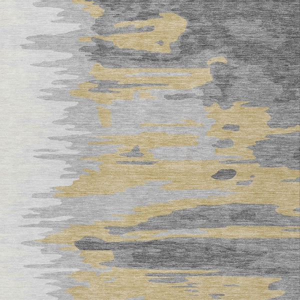 Homeroots 3' Stylish Abstract Beige Brown Gray Washable Indoor Outdoor Area Rug For Versatile Spaces 9' X 12' Polyester 601216