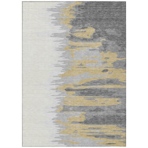 HomeRoots 5' Modern Abstract Gray and Tan Area Rug - Washable, Durable, Indoor/Outdoor Design for Any Space 10' X 14' 601217