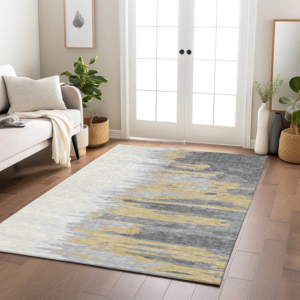 Homeroots 3' Stylish Abstract Beige Brown Gray Washable Indoor Outdoor Area Rug For Versatile Spaces 10' X 14' Polyester 601217