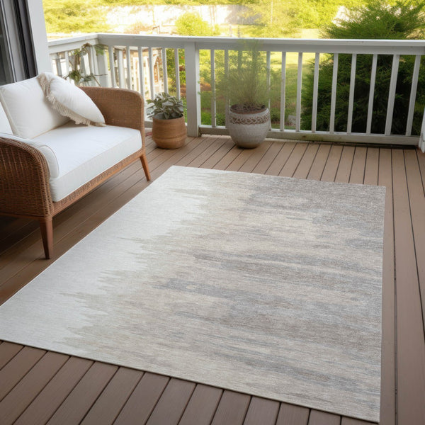 Homeroots 3' Stylish Abstract Beige Brown Gray Washable Indoor Outdoor Area Rug For Versatile Spaces 5' X 8' Polyester 601219