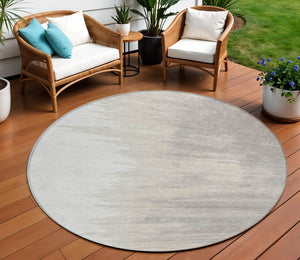 Homeroots 3' Stylish Abstract Beige Brown Gray Washable Indoor Outdoor Area Rug For Versatile Spaces 8' Round Polyester 601220