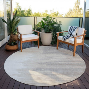 Homeroots 3' Stylish Abstract Beige Brown Gray Washable Indoor Outdoor Area Rug For Versatile Spaces 8' Round Polyester 601220