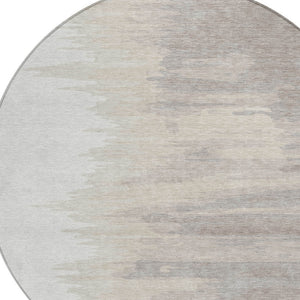 Homeroots 3' Stylish Abstract Beige Brown Gray Washable Indoor Outdoor Area Rug For Versatile Spaces 8' Round Polyester 601220