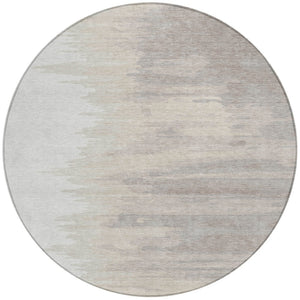 Homeroots 3' Stylish Abstract Beige Brown Gray Washable Indoor Outdoor Area Rug For Versatile Spaces 8' Round Polyester 601220