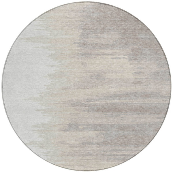 Homeroots 3' Stylish Abstract Beige Brown Gray Washable Indoor Outdoor Area Rug For Versatile Spaces 8' Round Polyester 601220