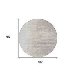 Homeroots 3' Stylish Abstract Beige Brown Gray Washable Indoor Outdoor Area Rug For Versatile Spaces 8' Round Polyester 601220