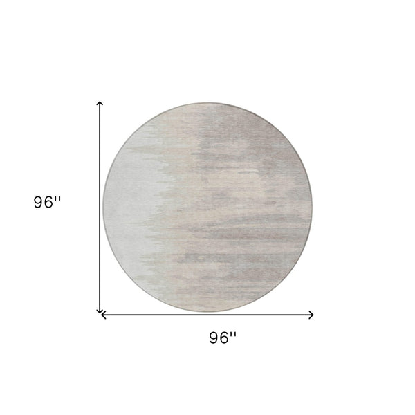 Homeroots 3' Stylish Abstract Beige Brown Gray Washable Indoor Outdoor Area Rug For Versatile Spaces 8' Round Polyester 601220