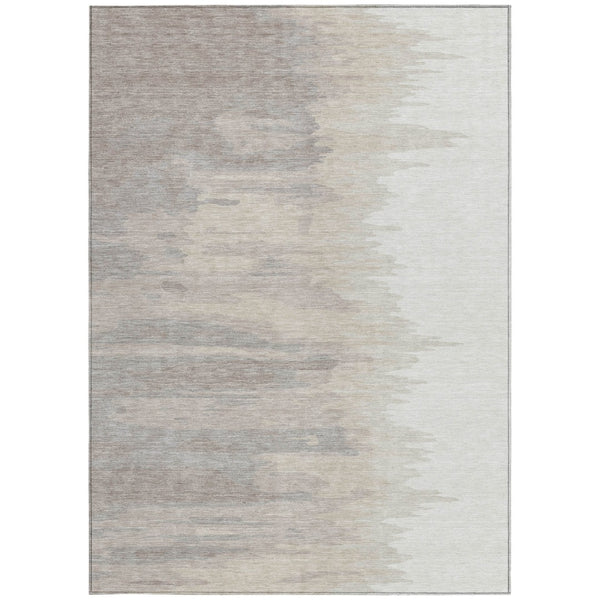 Homeroots 3' Stylish Abstract Beige Brown Gray Washable Indoor Outdoor Area Rug For Versatile Spaces 8' X 10' Polyester 601221