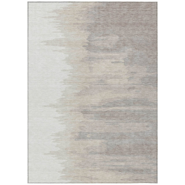 HomeRoots 5' Ivory and Brown Abstract Area Rug - Durable, Washable, Stylish for Indoor and Outdoor Spaces 8' X 10' 601221