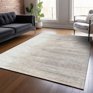 Homeroots 3' Stylish Abstract Beige Brown Gray Washable Indoor Outdoor Area Rug For Versatile Spaces 8' X 10' Polyester 601221
