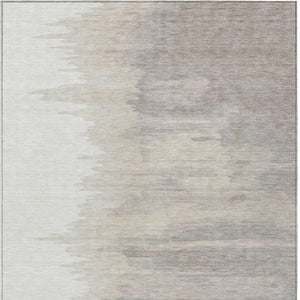 Homeroots 3' Stylish Abstract Beige Brown Gray Washable Indoor Outdoor Area Rug For Versatile Spaces 9' X 12' Polyester 601222