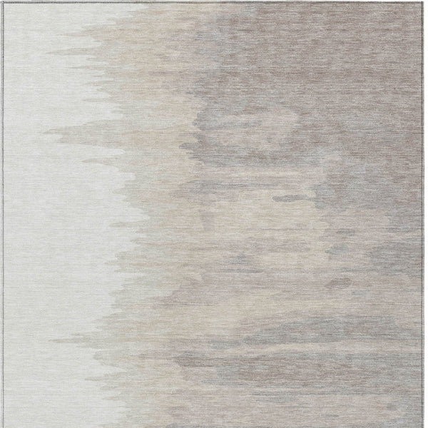 Homeroots 3' Stylish Abstract Beige Brown Gray Washable Indoor Outdoor Area Rug For Versatile Spaces 9' X 12' Polyester 601222