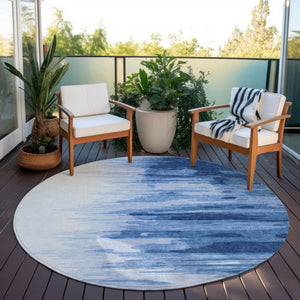 Homeroots 3' Stylish Abstract Beige Brown Gray Washable Indoor Outdoor Area Rug For Versatile Spaces 8' Round Polyester 601226