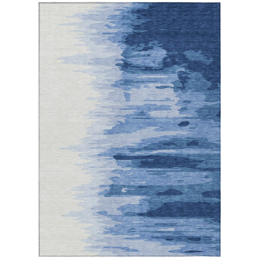 HomeRoots 9' X 12' Navy Blue & Ivory Abstract Area Rug – Stylish, Washable, Durable for Indoor & Outdoor Use 601228