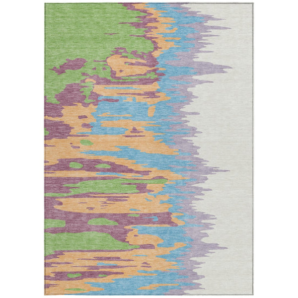 Homeroots 3' Stylish Abstract Beige Brown Gray Washable Indoor Outdoor Area Rug For Versatile Spaces 3' X 5' Polyester 601230