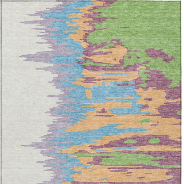 Homeroots 3' Stylish Abstract Beige Brown Gray Washable Indoor Outdoor Area Rug For Versatile Spaces 8' X 10' Polyester 601233