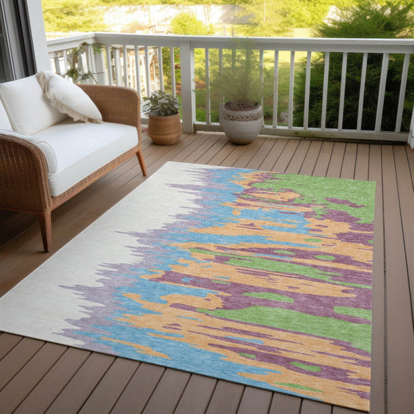 Homeroots 3' Stylish Abstract Beige Brown Gray Washable Indoor Outdoor Area Rug For Versatile Spaces 9' X 12' Polyester 601234