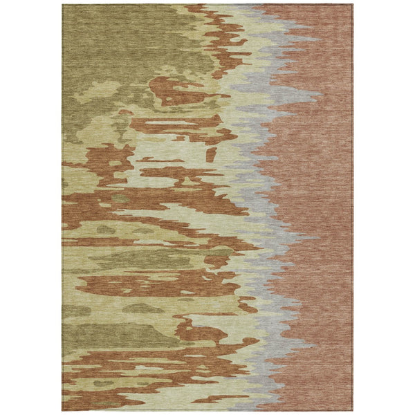 Homeroots 3' Stylish Abstract Beige Brown Gray Washable Indoor Outdoor Area Rug For Versatile Spaces 3' X 5' Polyester 601236