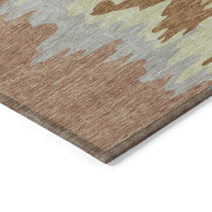 Homeroots 3' Stylish Abstract Beige Brown Gray Washable Indoor Outdoor Area Rug For Versatile Spaces 5' X 8' Polyester 601237