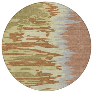 Homeroots 3' Stylish Abstract Beige Brown Gray Washable Indoor Outdoor Area Rug For Versatile Spaces 8' Round Polyester 601238