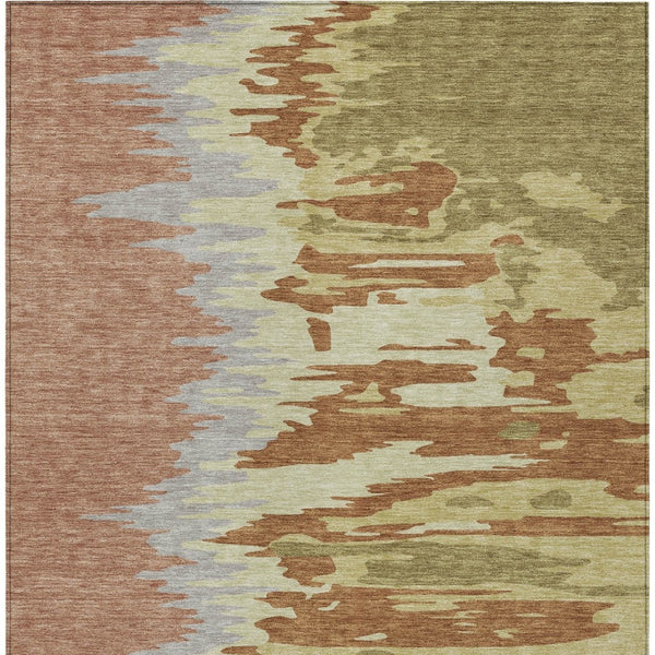 Homeroots 3' Stylish Abstract Beige Brown Gray Washable Indoor Outdoor Area Rug For Versatile Spaces 10' X 14' Polyester 601241