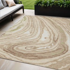 Homeroots 3' Durable Abstract Washable Area Rug For Indoor And Outdoor Spaces - Stylish And Stain Resistant 5' X 8' Polyester 601243