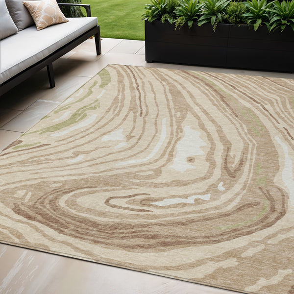 Homeroots 3' Durable Abstract Washable Area Rug For Indoor And Outdoor Spaces - Stylish And Stain Resistant 5' X 8' Polyester 601243