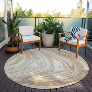 Homeroots 3' Durable Abstract Washable Area Rug For Indoor And Outdoor Spaces - Stylish And Stain Resistant 8' Round Polyester 601244