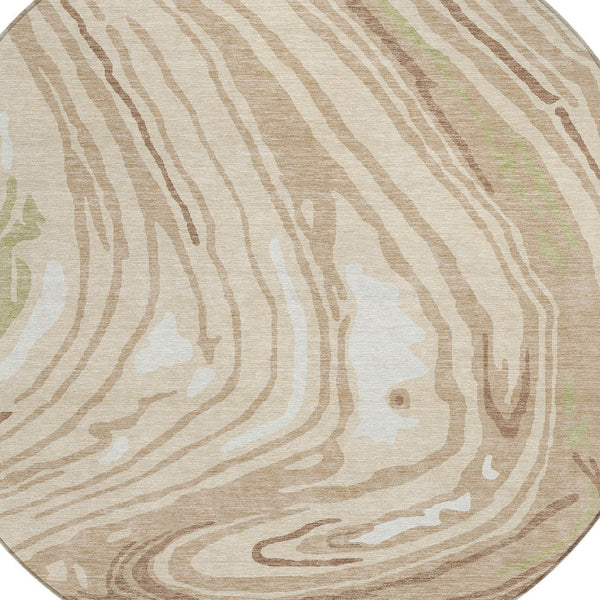 Homeroots 3' Durable Abstract Washable Area Rug For Indoor And Outdoor Spaces - Stylish And Stain Resistant 8' Round Polyester 601244