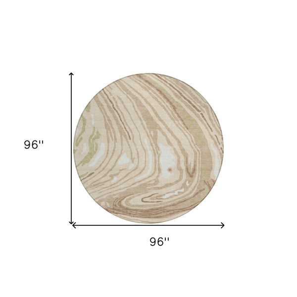 Homeroots 3' Durable Abstract Washable Area Rug For Indoor And Outdoor Spaces - Stylish And Stain Resistant 8' Round Polyester 601244