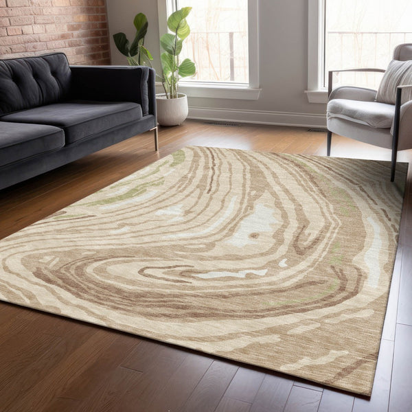 Homeroots 3' Durable Abstract Washable Area Rug For Indoor And Outdoor Spaces - Stylish And Stain Resistant 10' X 14' Polyester 601247