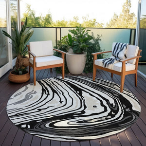 Homeroots 3' Durable Abstract Washable Area Rug For Indoor And Outdoor Spaces - Stylish And Stain Resistant 8' Round Polyester 601250