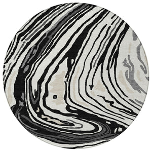 Homeroots 3' Durable Abstract Washable Area Rug For Indoor And Outdoor Spaces - Stylish And Stain Resistant 8' Round Polyester 601250