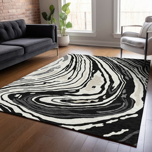 Homeroots 3' Durable Abstract Washable Area Rug For Indoor And Outdoor Spaces - Stylish And Stain Resistant 9' X 12' Polyester 601252