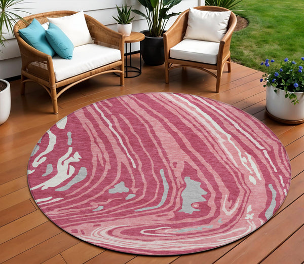 Homeroots 3' Durable Abstract Washable Area Rug For Indoor And Outdoor Spaces - Stylish And Stain Resistant 8' Round Polyester 601256