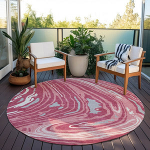 Homeroots 3' Durable Abstract Washable Area Rug For Indoor And Outdoor Spaces - Stylish And Stain Resistant 8' Round Polyester 601256