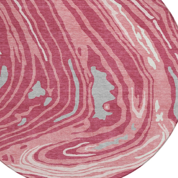 Homeroots 3' Durable Abstract Washable Area Rug For Indoor And Outdoor Spaces - Stylish And Stain Resistant 8' Round Polyester 601256