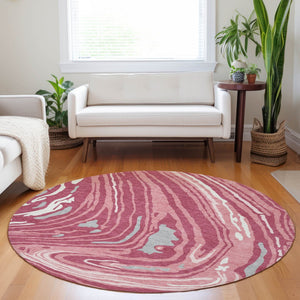Homeroots 3' Durable Abstract Washable Area Rug For Indoor And Outdoor Spaces - Stylish And Stain Resistant 8' Round Polyester 601256