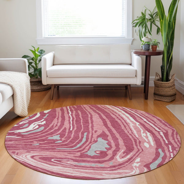 Homeroots 3' Durable Abstract Washable Area Rug For Indoor And Outdoor Spaces - Stylish And Stain Resistant 8' Round Polyester 601256