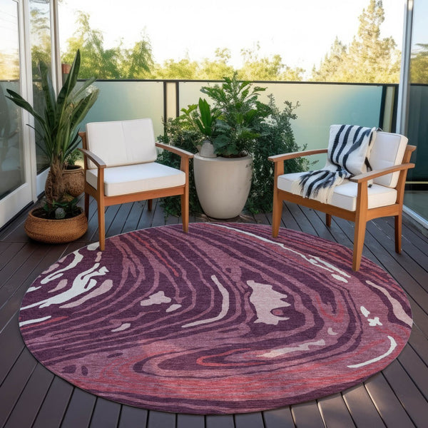 Homeroots 3' Durable Abstract Washable Area Rug For Indoor And Outdoor Spaces - Stylish And Stain Resistant 8' Round Polyester 601262