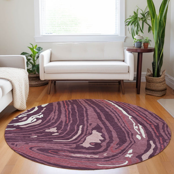 Homeroots 3' Durable Abstract Washable Area Rug For Indoor And Outdoor Spaces - Stylish And Stain Resistant 8' Round Polyester 601262