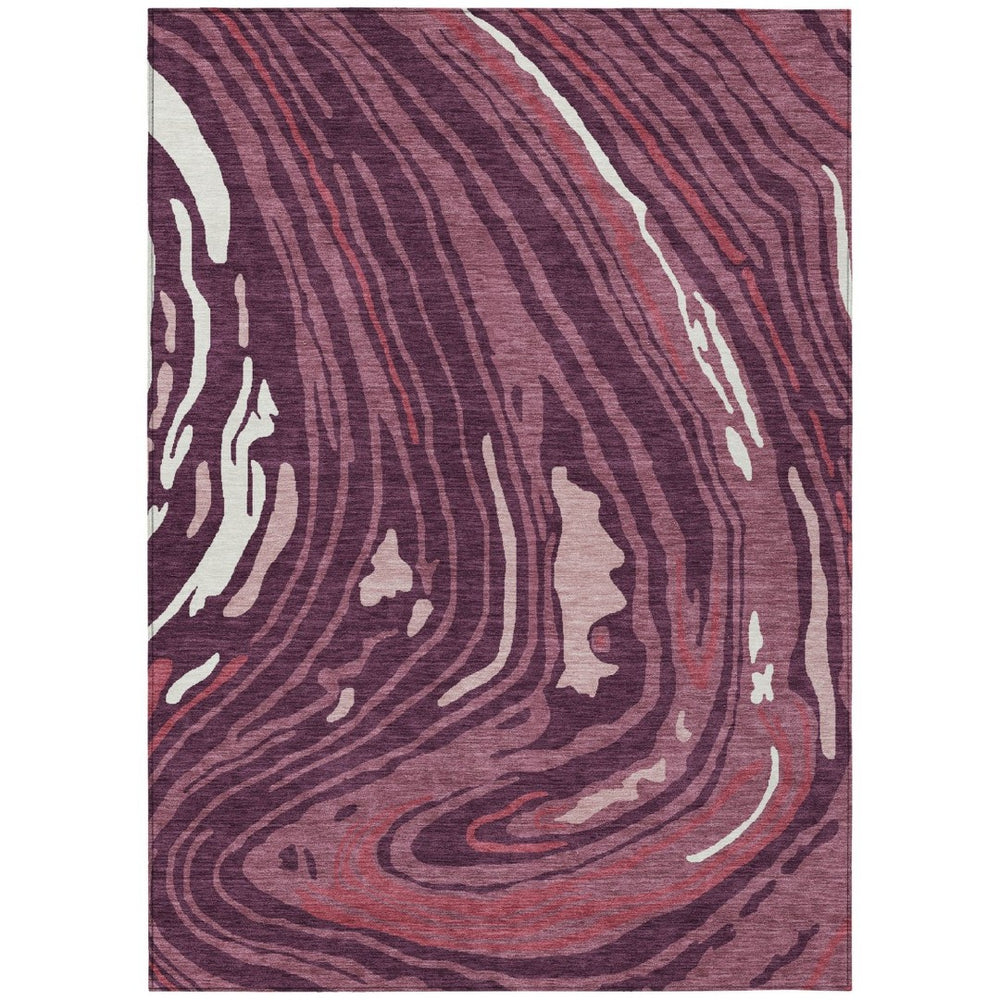 HomeRoots 9' X 12' Burgundy, Brick Red & Ivory Abstract Area Rug - Stylish, Washable, Indoor/Outdoor Use! 601264